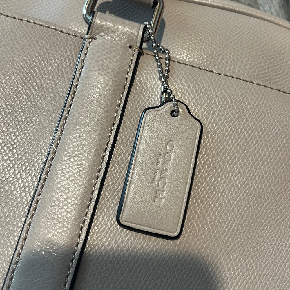 Coach Slim Brief in Crossgrain Leather Laptop Bag - Grey Birch - Picture 5 of 10